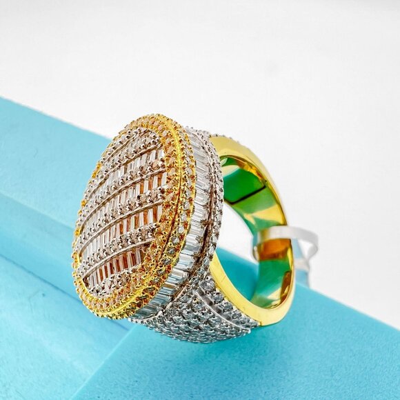 925 Sterling Sliver Moissanite Circle Elevated Ring, 5.457ctw VVS Stones with Ba - Picture 6 of 9